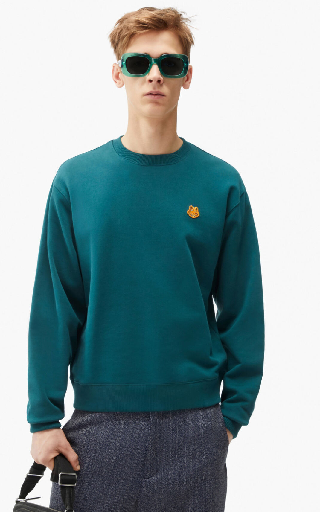 Sweat Kenzo Tiger Crest Homme Bleu | KQCR-84602